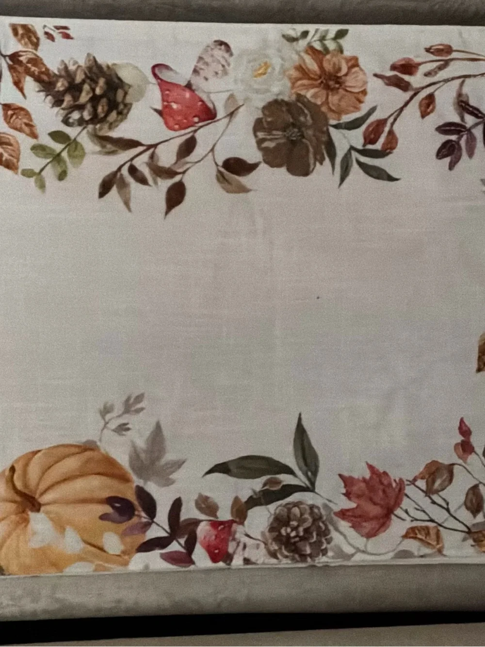 Autumn Pumpkin Floral Table Runner - Neutral Fall Colors